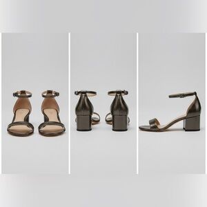 SCHUTZ Metallic Gray Ankle Strap Heels